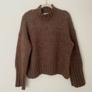 Marled Brown Sweater Mock Neck size Large